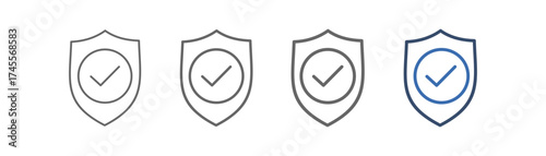 
outline icon set secure shield with shield design and check mark