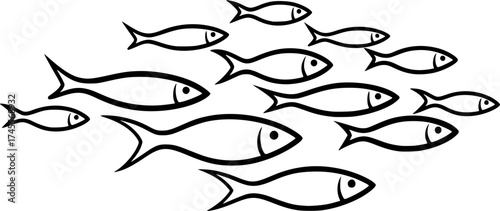 School of Small Fish Line Icon