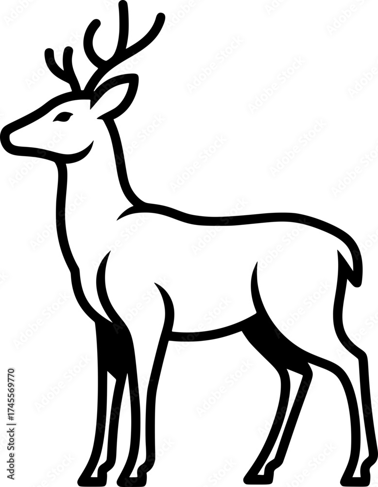 Fototapeta premium Deer Standing Outline Icon