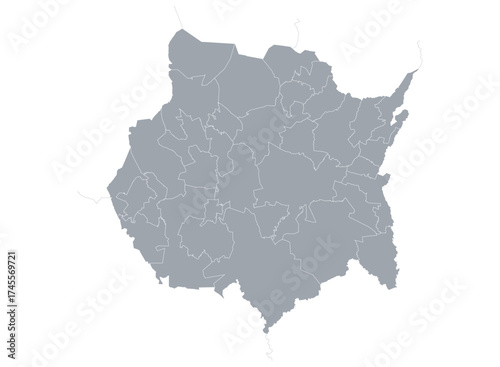 Map of the State of Morelos in Mexico, with political division by municipalities, infographic map