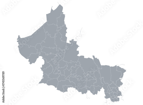 Infographic map of San Luis Potosí, Mexico, with political division by municipalities