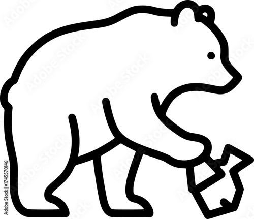 Bear Carrying Trash Bag Environmental Awareness Icon