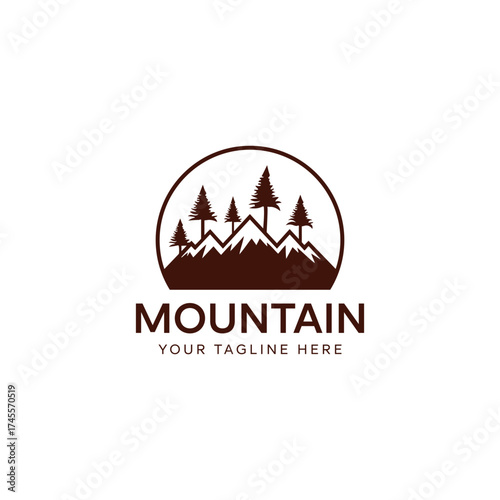 Mountain and Forest Circle Logo
