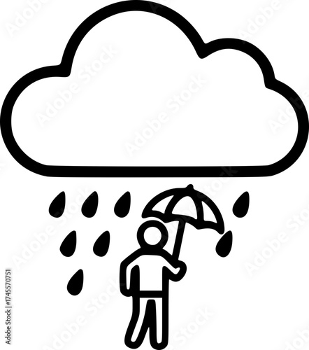 Cloud Rain Icon Outline Vector