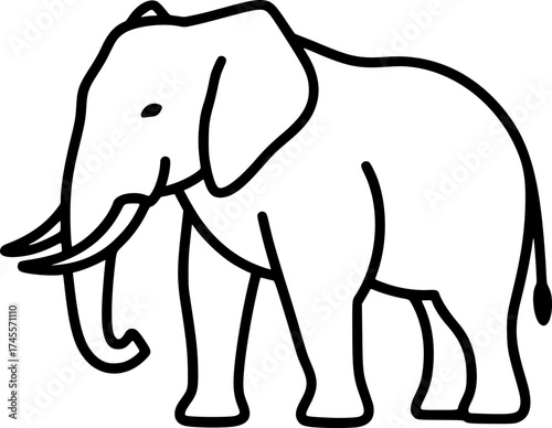 Elephant Icon – Wildlife Outline Vector Illustration
