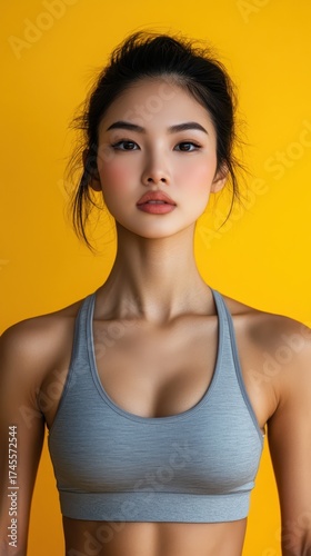 Athletic woman with hair ti...