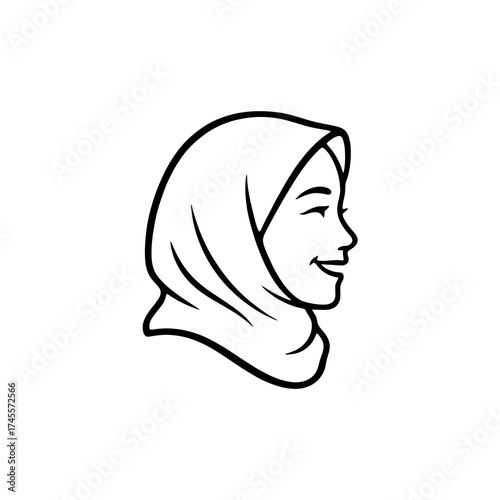 Vector art of smiling woman wearing a hijab