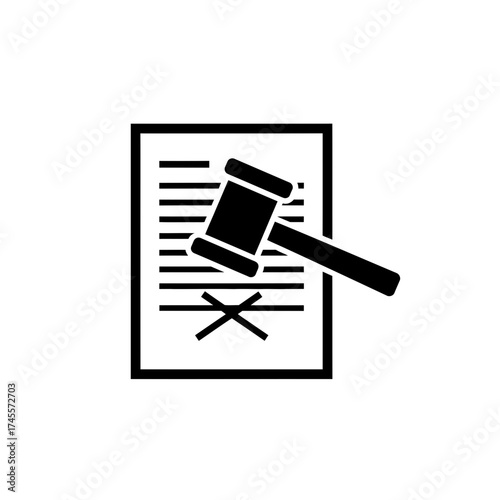 Vector art of gavel striking document