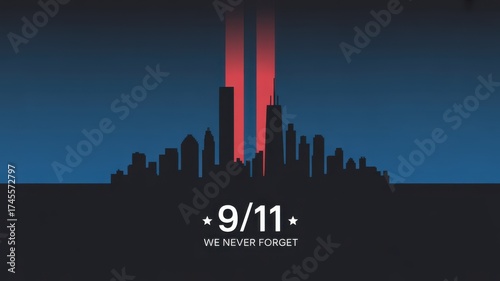 Tribute to the Past: An emotive representation of a significant moment, with the twin towers in silhouette. The image serves as a reverent reminder of a day forever etched in memory.
