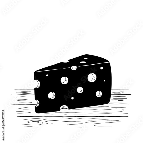 Vector art of slice of swiss cheese