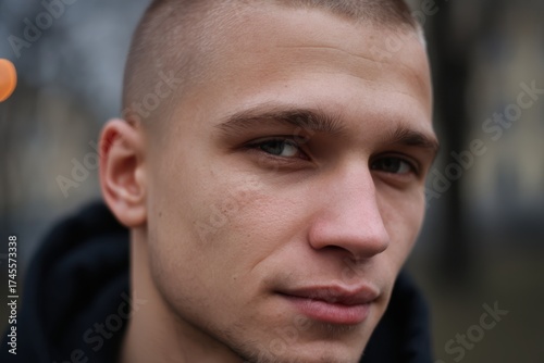 Close-up of a young man wit...