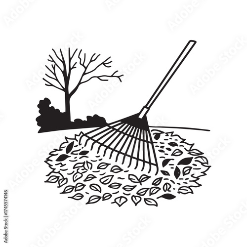 Metal garden rake vector illustration