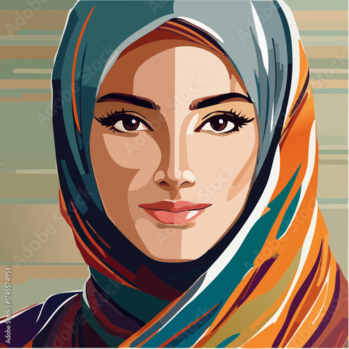 Woman in hijab portrait with soft colors