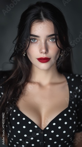 Brunette woman with long ha...