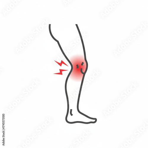 vector illustration of a leg with a red bruised knee on a white background
