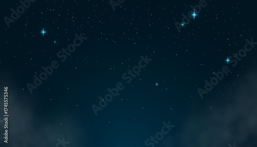  Magical night sky wallpaper with glowing stars and deep space. Vector Milky Way background with light effect. Cosmic universe design for poster, banner, and celestial decor.