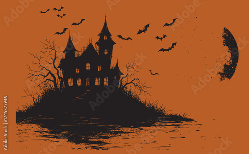 halloween background with haunted house