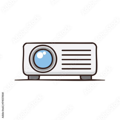 A simple illustration of a white projector, perfect for presentations and home theater systems