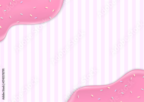 Melting cream with sprinkles on striped background