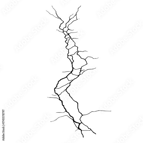 Crack vector fracture line illustration damage surface break split wall texture concrete ground effect graphic 100