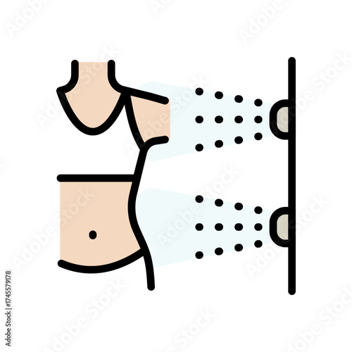 Hydro massage color icon. Body care, personal hygiene. Spa bathtub. Spa exercise. Simple symbol isolated on white background.