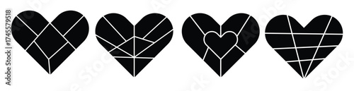 Set heart shape collage. love photo collage empty mockup. Heart-Shaped Photo Collage Template Vector.