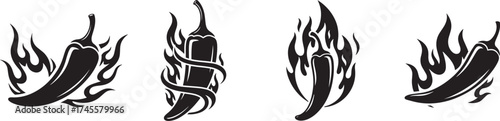 Spicy Chili Pepper with Flames Vector Illustration