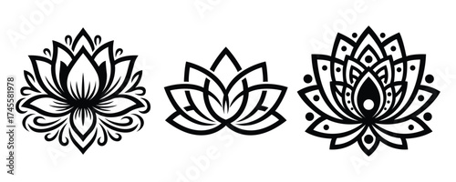 Lotus Flower Symbol – spiritual floral design, mandala lotus illustration, yoga meditation icon, sacred bloom vector, ornamental pattern art