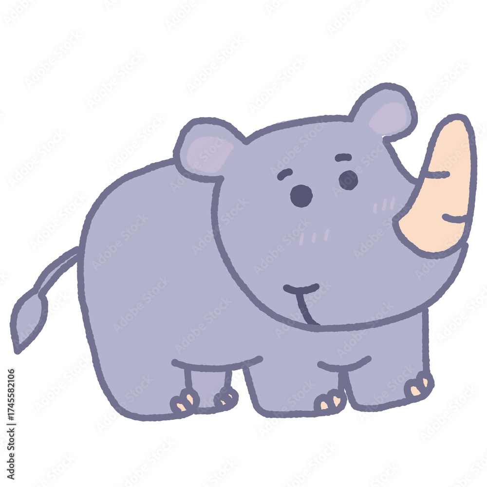 Obraz premium A cartoon rhino with a white tail