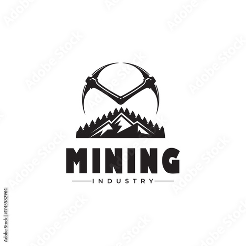 mining logo vintage vector illustration graphic design icon template
