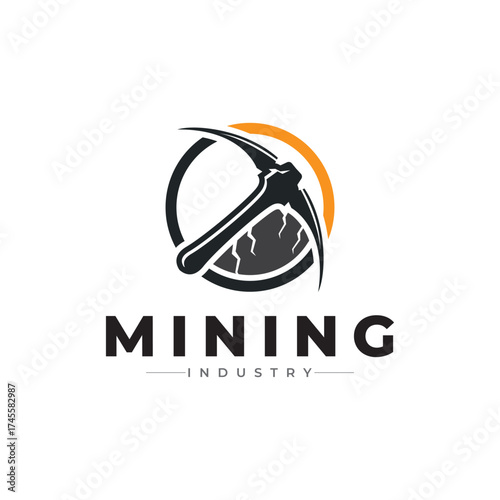mining logo vintage vector illustration graphic design icon template
