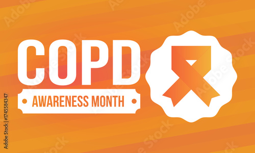 COPD Awareness Month in November. Chronic Obstructive Pulmonary Disease. Celebrated annual in United States. Medical health care and awareness design. Poster, card, banner and background. Vector