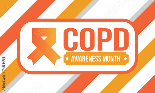 COPD Awareness Month in November. Chronic Obstructive Pulmonary Disease. Celebrated annual in United States. Medical health care and awareness design. Poster, card, banner and background. Vector