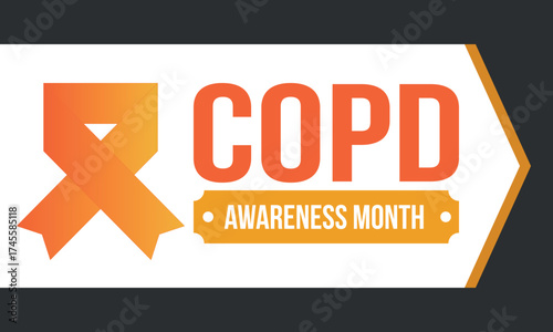 COPD Awareness Month in November. Chronic Obstructive Pulmonary Disease. Celebrated annual in United States. Medical health care and awareness design. Poster, card, banner and background. Vector