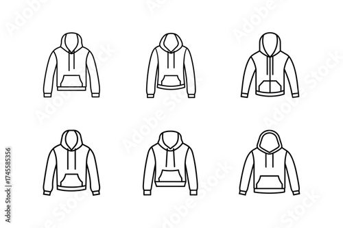 crop hoodie line art vector illustration