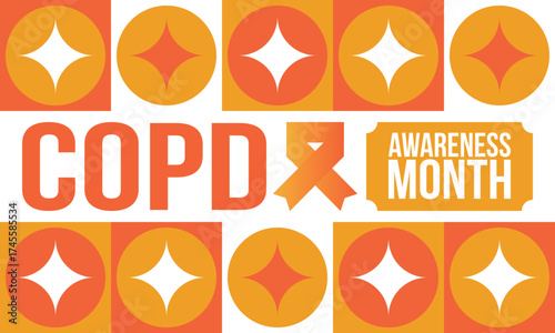 COPD Awareness Month in November. Chronic Obstructive Pulmonary Disease. Celebrated annual in United States. Medical health care and awareness design. Poster, card, banner and background. Vector