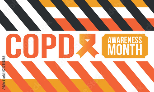 COPD Awareness Month in November. Chronic Obstructive Pulmonary Disease. Celebrated annual in United States. Medical health care and awareness design. Poster, card, banner and background. Vector