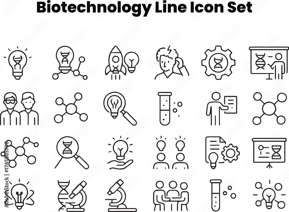 Fototapeta premium Virus and Bacteria Microbiology Biotechnology Vector Science Icon