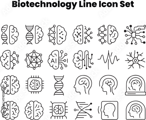 Synthetic Biology Molecular Structure Model Vector Line Art Icon