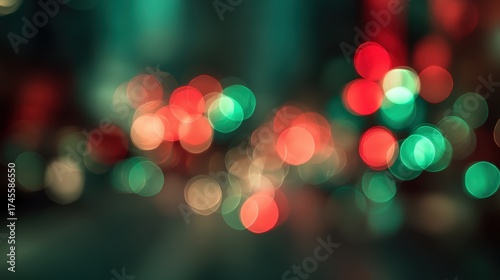 A blurry image of a city street with green and red lights