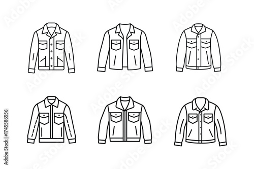 denim jacket icon line art vector illustration