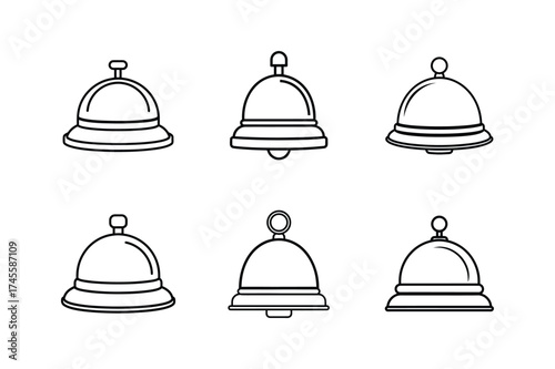 desk bell line art vector illustration