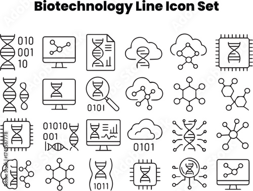 CRISPR Gene Editing Technology Vector Icon Set