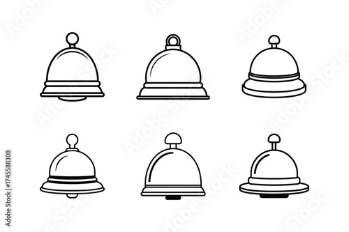 desk bell icon line art vector illustration