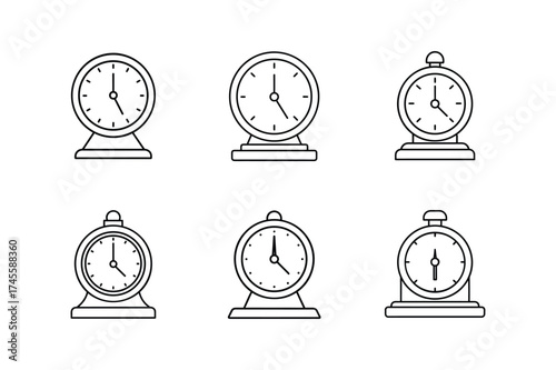 desk clock icon line art vector illustration