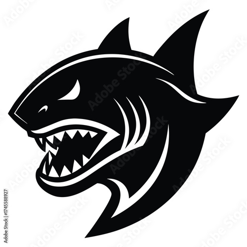  logo on white background head of a shark