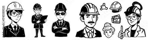 Team of Architects and Engineers Planning Construction Project at Site, Wearing Hard Hats, Reviewing Blueprints and Documentation, in Modern Business Environment for Engineering Presentation or Websit