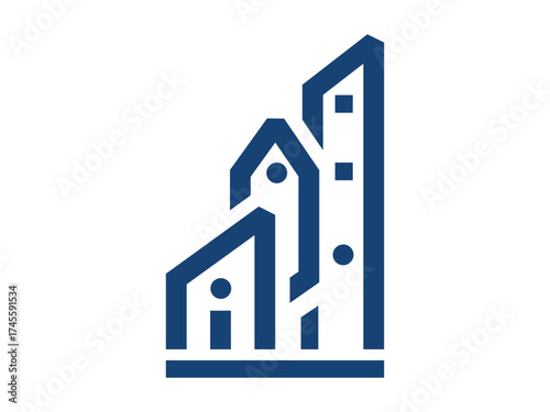 Tall Skyscraper Icon, Simple Urban Architecture Vector for City and Business Concept