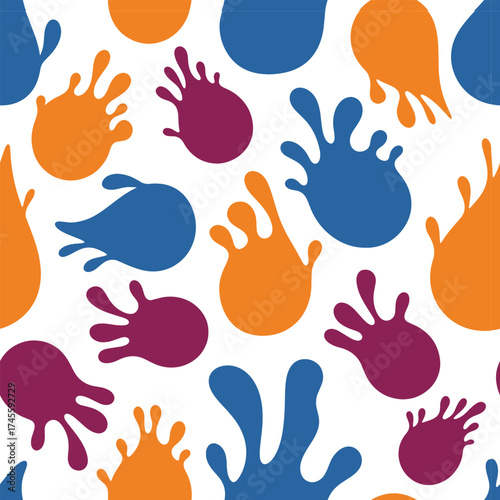 Bright colorful ink splatter seamless pattern background