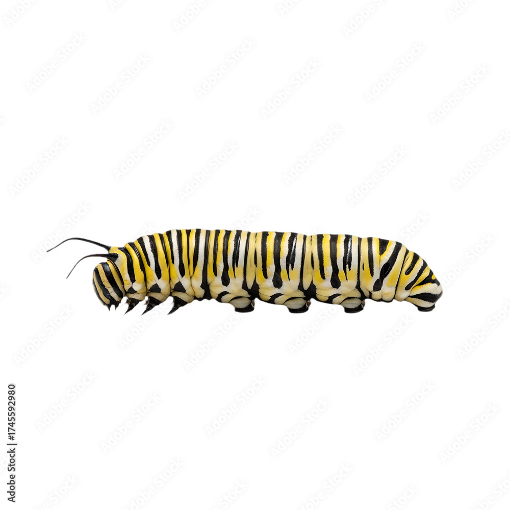 Naklejka premium Colorful Caterpillar Crawling Isolated on Transparent Background